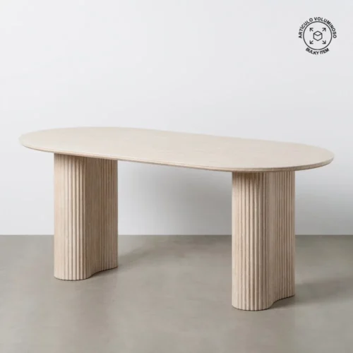 Table à manger ovale plateau pierre frittée beige Ixia 180 cm