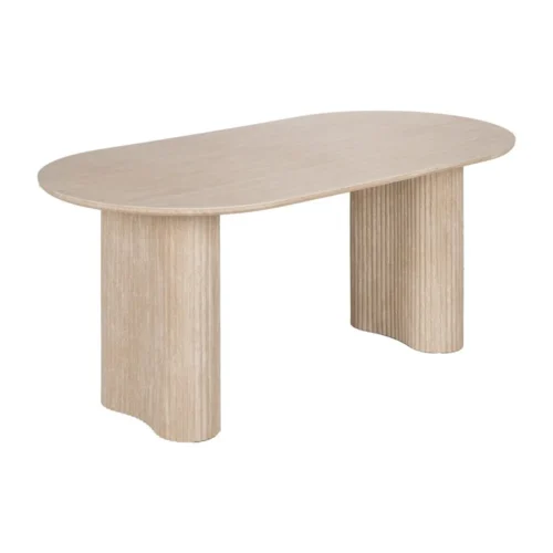 Table à manger ovale plateau pierre frittée beige Ixia 180 cm — vue 2