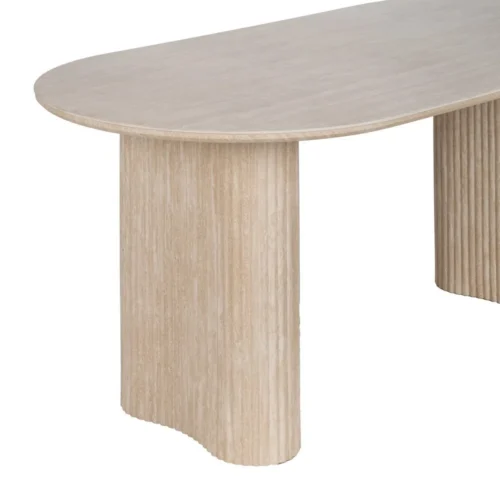 Table à manger ovale plateau pierre frittée beige Ixia 180 cm — vue 6