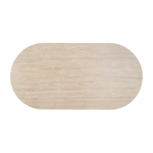 Table à manger ovale plateau pierre frittée beige Ixia 180 cm — vue 8