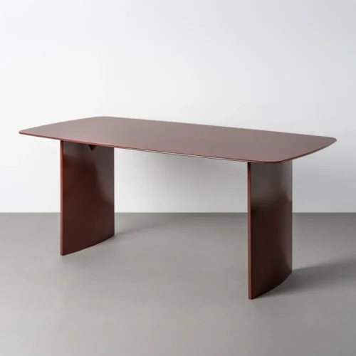 Table à manger rectangulaire plateau verre trempé piètement massif Ixia 160 cm