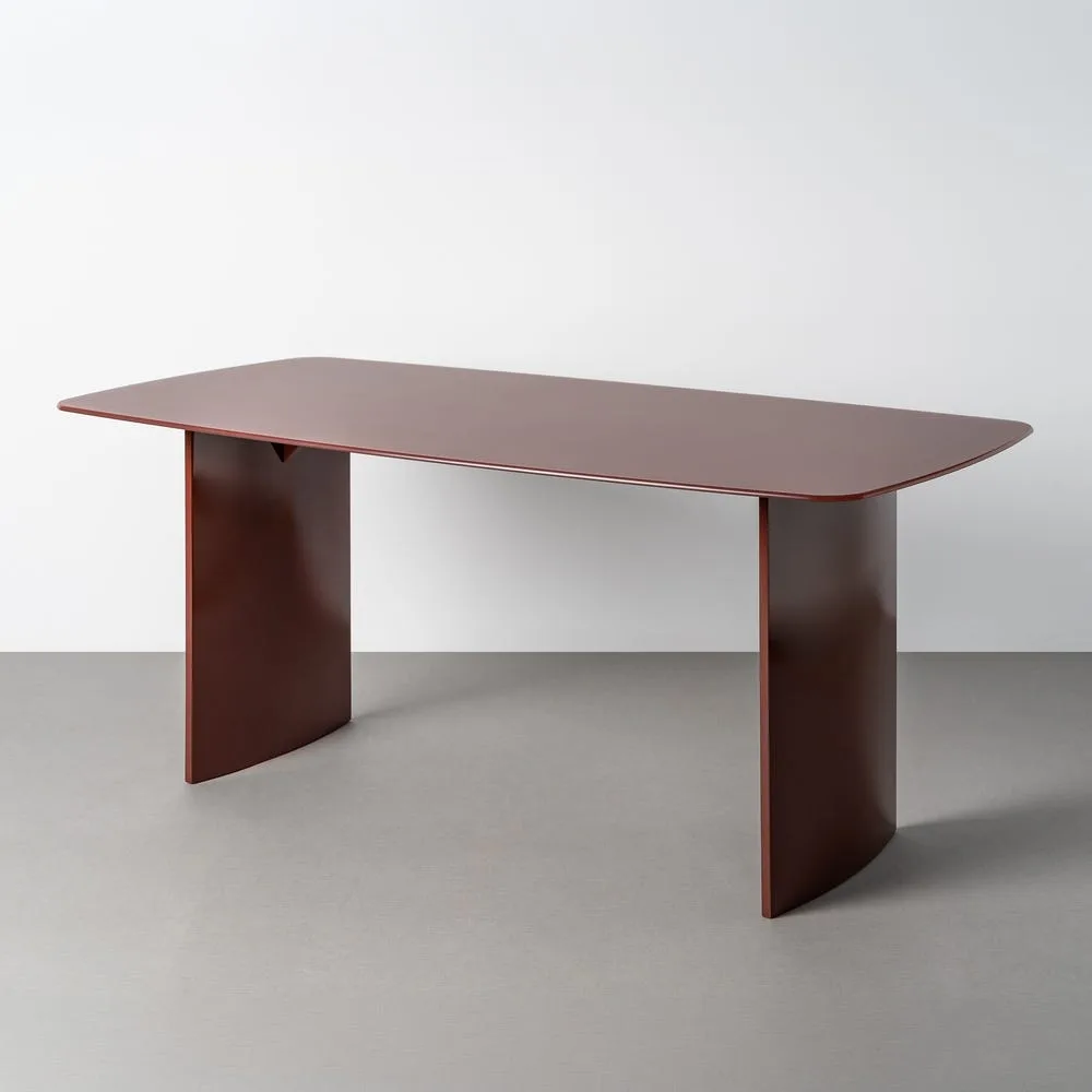 Table à manger rectangulaire plateau verre trempé piètement massif Ixia 160 cm