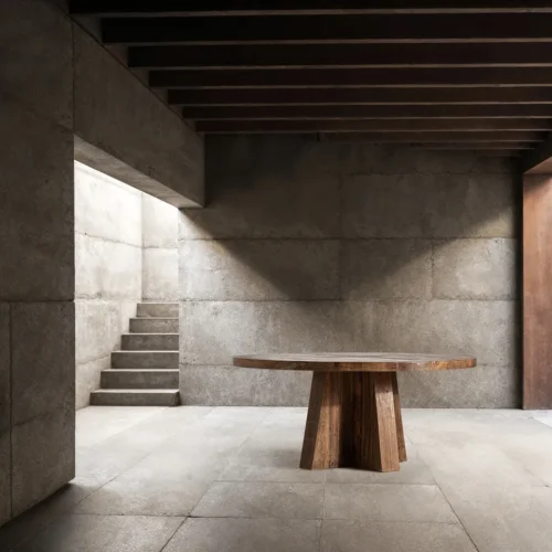 Table à manger ronde Brutalist bois de sal 170 cm Vical Home — vue 7