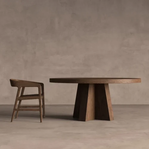 Table à manger ronde Brutalist bois de sal 170 cm Vical Home — vue 8