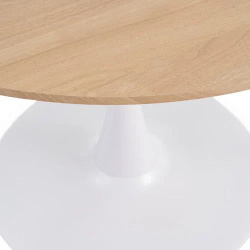Table à manger ronde plateau bicolore naturel et blanc Ixia 100 cm — vue 3