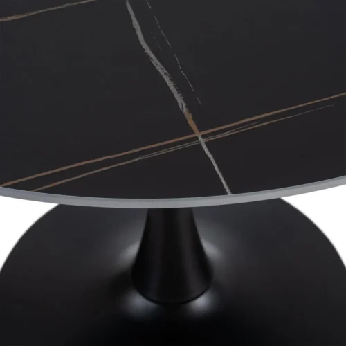 Table à manger ronde plateau pierre frittée noire Ixia 100 cm — vue 2