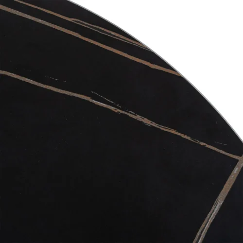 Table à manger ronde plateau pierre frittée noire Ixia 100 cm — vue 4