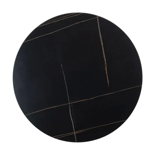 Table à manger ronde plateau pierre frittée noire Ixia 100 cm — vue 8