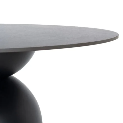 Table à manger ronde plateau pierre frittée noire Ixia 120 cm — vue 2