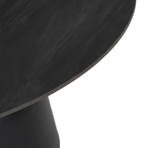 Table à manger ronde plateau pierre frittée noire Ixia 120 cm — vue 3