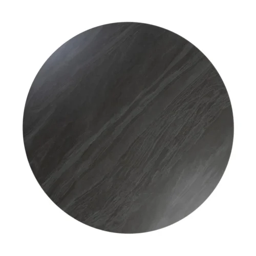 Table à manger ronde plateau pierre frittée noire Ixia 120 cm — vue 7