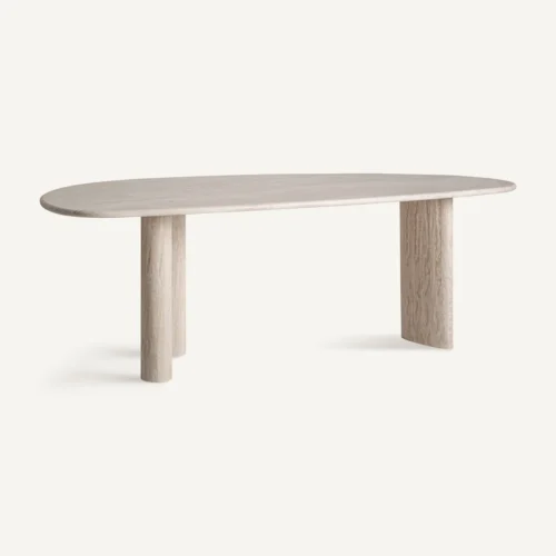 Table à manger Thiennes travertin blanc cassé Vical Home — vue 4