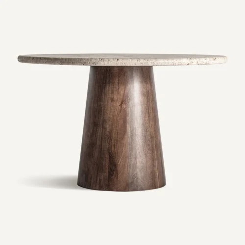 Table à manger Varzi travertin et manguier Vical Home