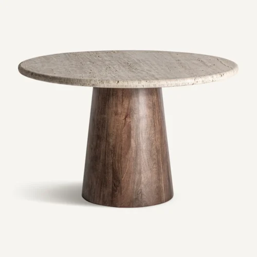 Table à manger Varzi travertin et manguier Vical Home — vue 2