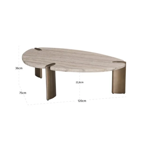Table basse Arcadia travertin gris Richmond Interiors — vue 8