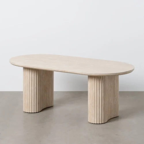 Table basse beige plateau pierre frittée Ixia 120 cm