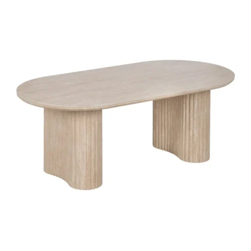 Table basse beige plateau pierre frittée Ixia 120 cm — vue 2