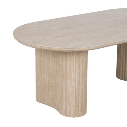 Table basse beige plateau pierre frittée Ixia 120 cm — vue 6
