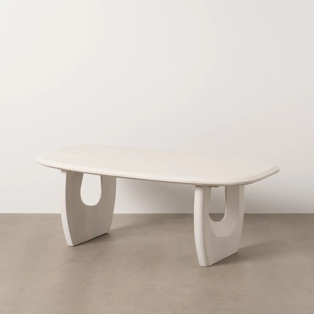 Table basse bois d'acacia blanc rosé Ixia 130 cm