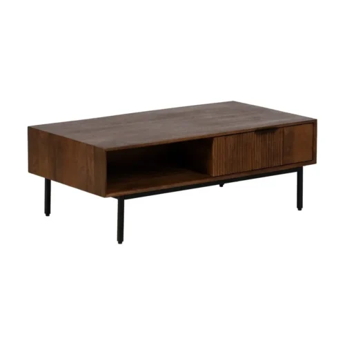 Table basse bois de manguier avec tiroir Ixia 110 cm — vue 3