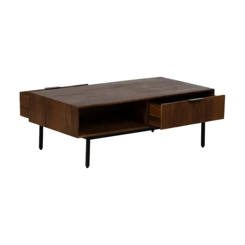Table basse bois de manguier avec tiroir Ixia 110 cm — vue 4