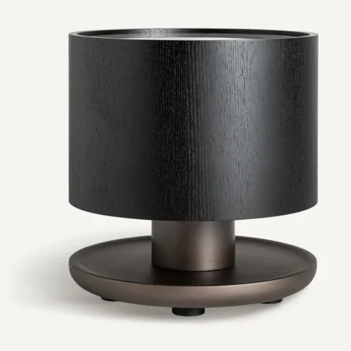 Table basse Breil chêne noir et céramique blanche 48 cm Vical Home
