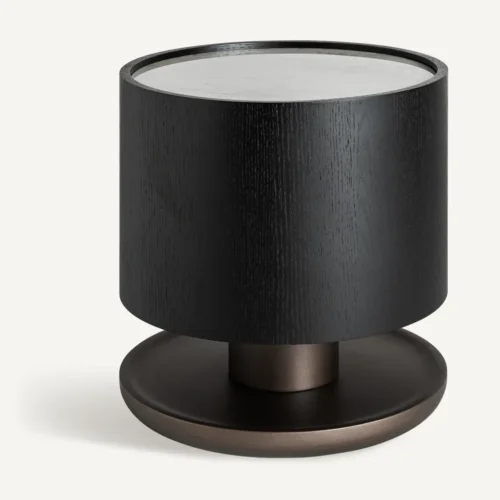 Table basse Breil chêne noir et céramique blanche 48 cm Vical Home — vue 2