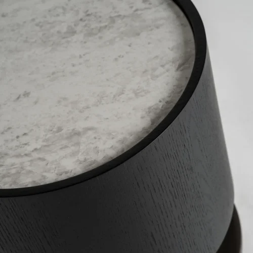 Table basse Breil chêne noir et céramique blanche 48 cm Vical Home — vue 3