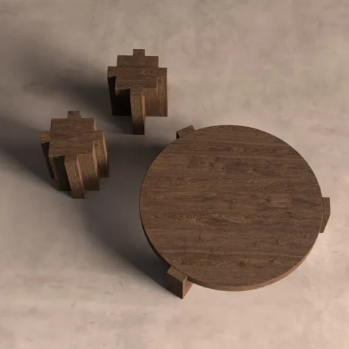 Table basse Brutalist bois de sal 127 x 133 cm Vical Home — vue 6