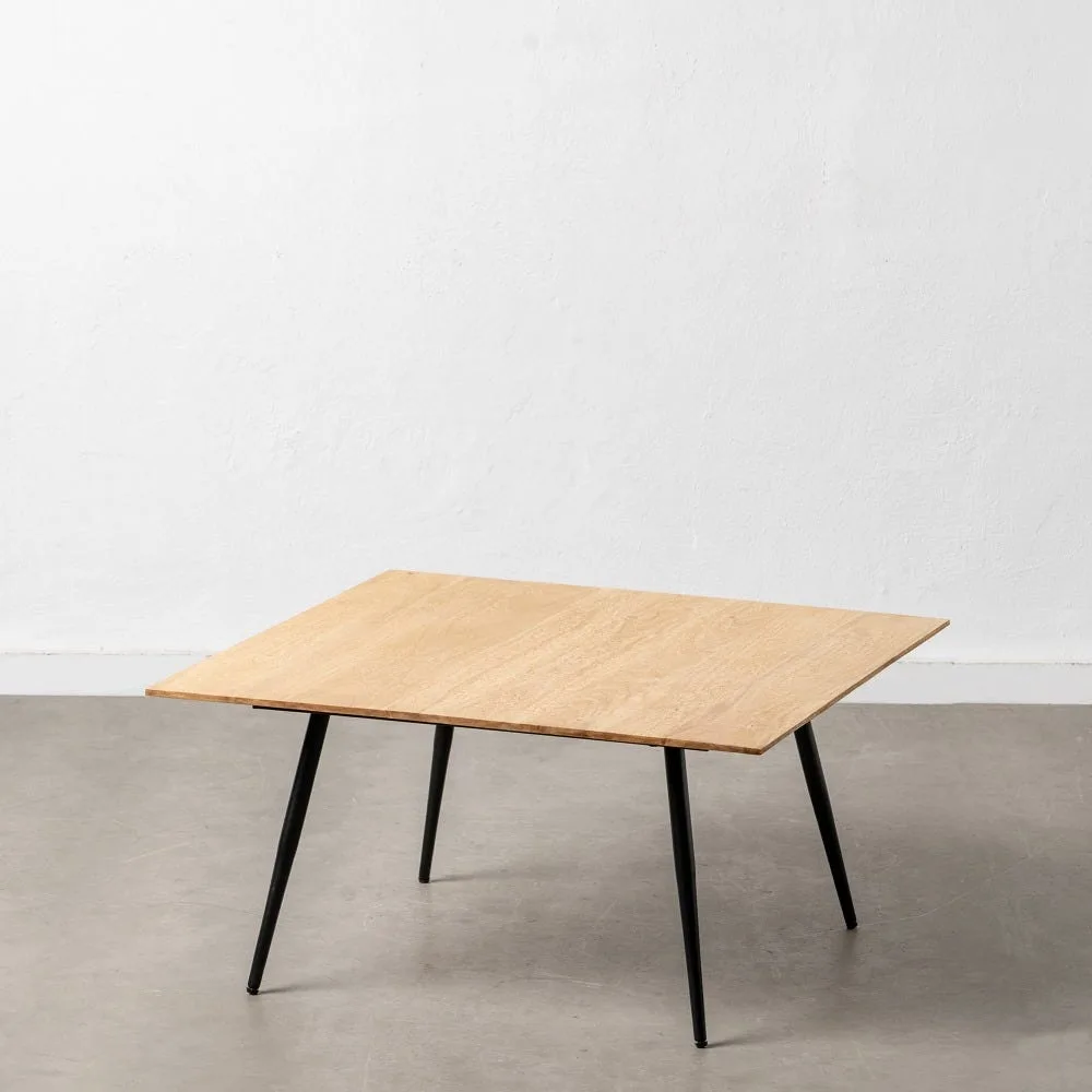 Table basse carrée bois d'acacia et métal noir Ixia 80 x 40 cm