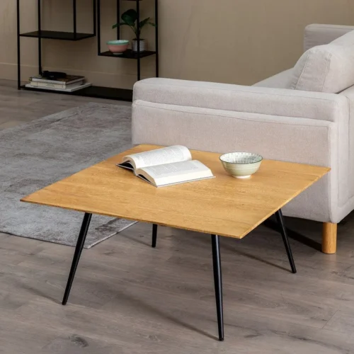 Table basse carrée bois d'acacia et métal noir Ixia 80 x 40 cm — vue 2