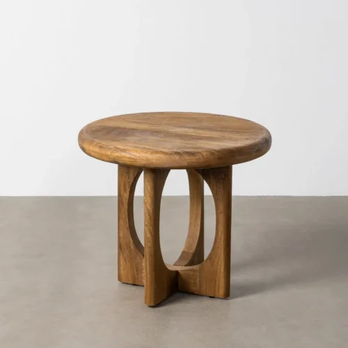 Table basse ronde bois de manguier miel Ixia 55 cm — vue 2
