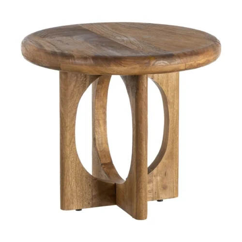 Table basse ronde bois de manguier miel Ixia 55 cm — vue 3