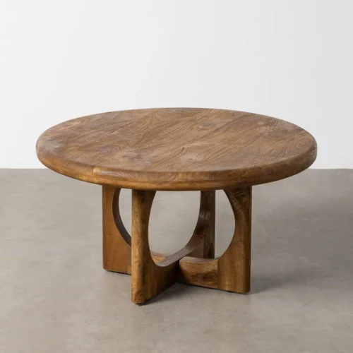 Table basse ronde bois de manguier miel Ixia 77 cm — vue 2