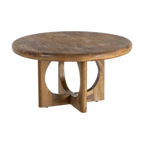 Table basse ronde bois de manguier miel Ixia 77 cm — vue 3