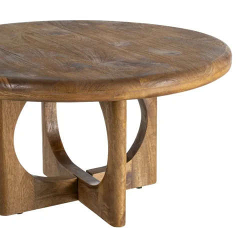Table basse ronde bois de manguier miel Ixia 77 cm — vue 4