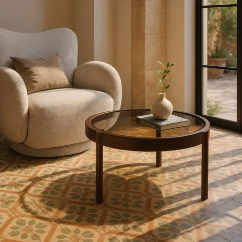 Table basse ronde métal et verre brun foncé Ixia 75 cm