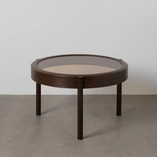 Table basse ronde métal et verre brun foncé Ixia 75 cm — vue 2