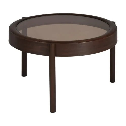 Table basse ronde métal et verre brun foncé Ixia 75 cm — vue 3