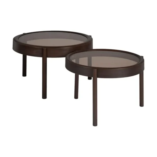 Table basse ronde métal et verre brun foncé Ixia 75 cm — vue 4