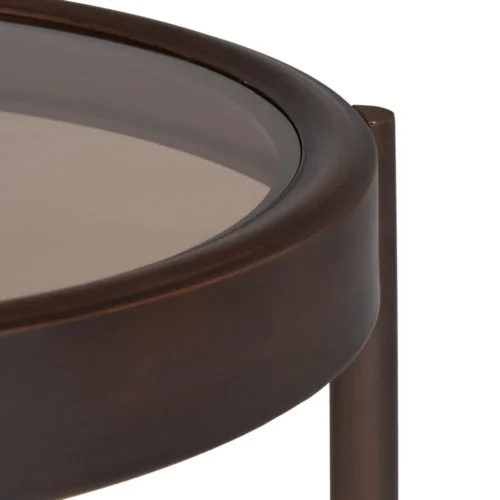 Table basse ronde métal et verre brun foncé Ixia 75 cm — vue 6