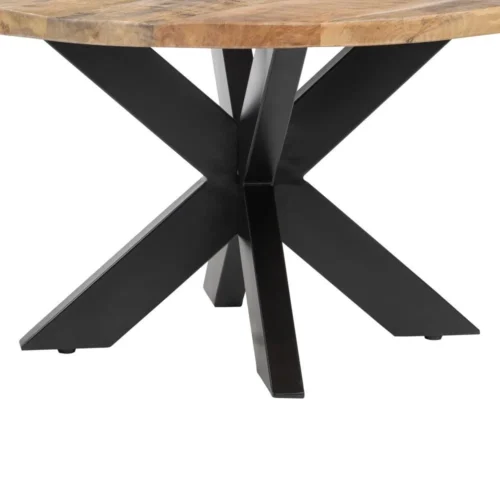 Table basse ronde plateau en lattes de bois massif et métal noir Ixia 80 x 45 cm — vue 6