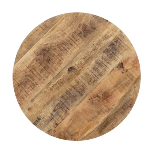 Table basse ronde plateau en lattes de bois massif et métal noir Ixia 80 x 45 cm — vue 7
