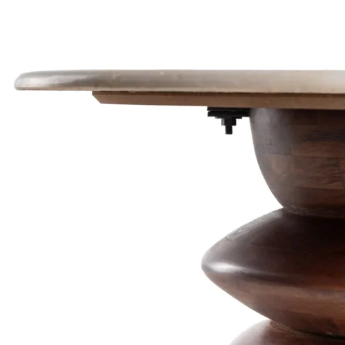 Table basse ronde plateau marbre bois de manguier Ixia 75 cm — vue 4