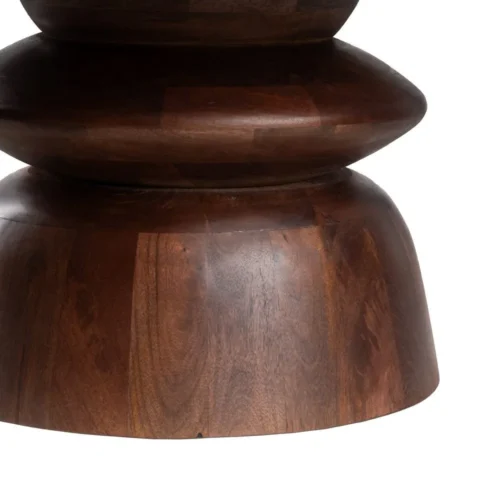 Table basse ronde plateau marbre bois de manguier Ixia 75 cm — vue 5