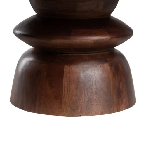 Table basse ronde plateau marbre bois de manguier Ixia 75 cm — vue 6