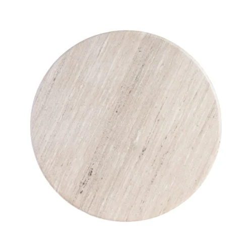 Table basse ronde plateau marbre bois de manguier Ixia 90 cm — vue 7