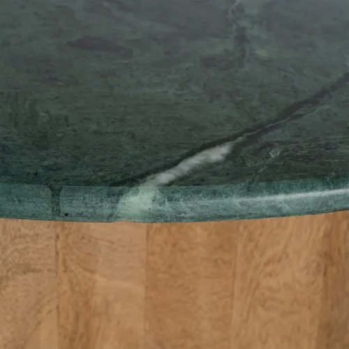 Table basse ronde plateau marbre vert bois de manguier Ixia 97 cm — vue 4