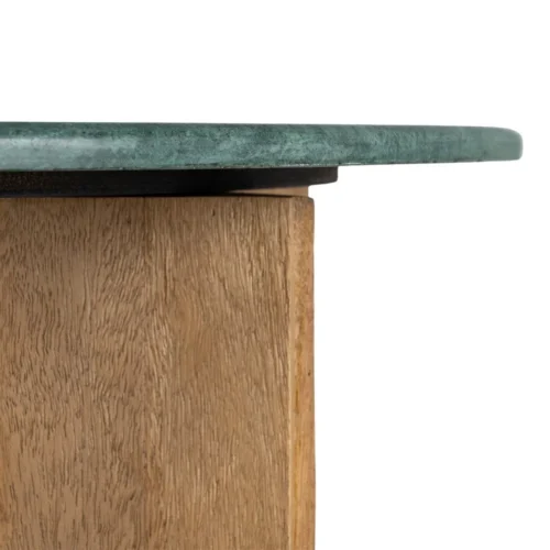 Table basse ronde plateau marbre vert bois de manguier Ixia 97 cm — vue 5