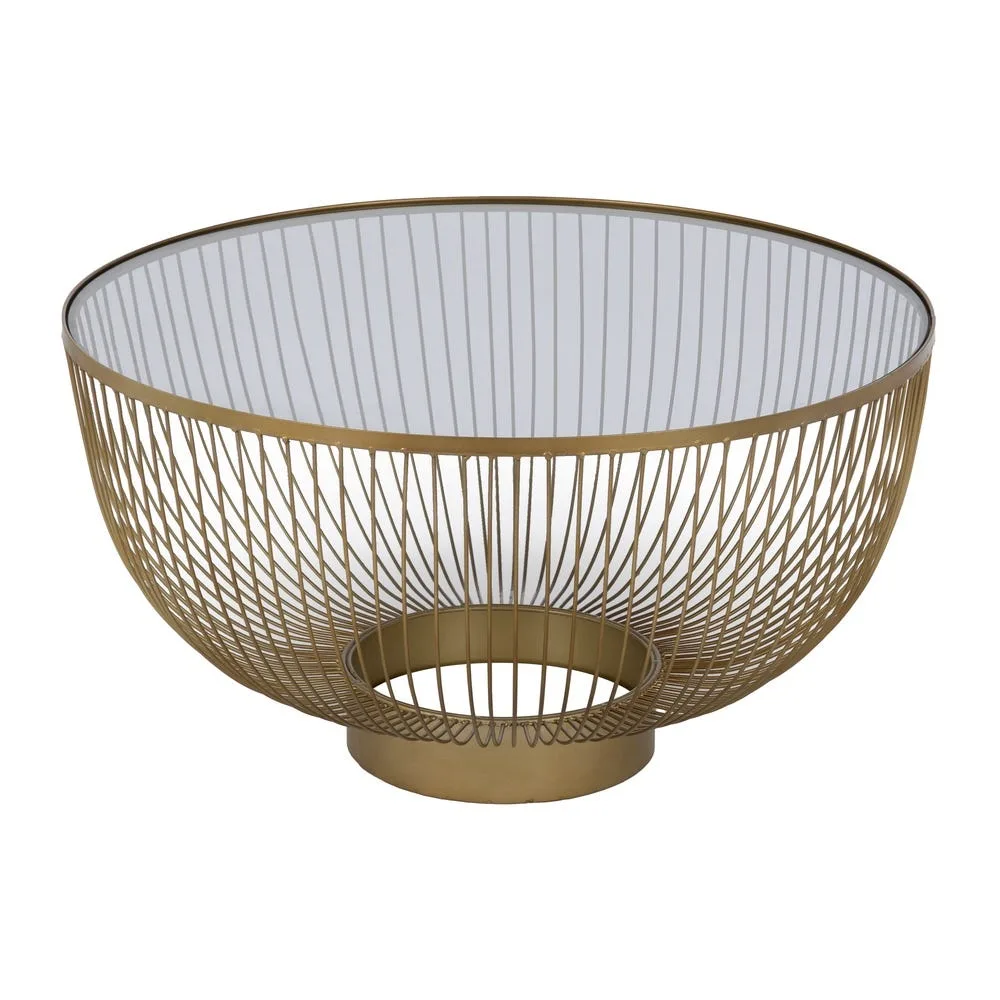 Table basse ronde plateau verre doré Ixia 75 cm